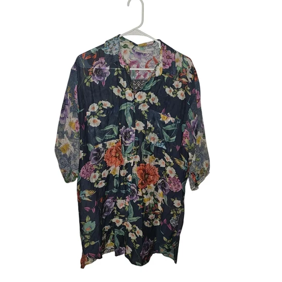 Johnny Was Paria Dress Shirt-Medium-Floral Multicolor - Picture 5 of 8